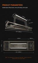 Load image into Gallery viewer, CAPTAIN D8 Pro automated laundry rack product parameters, dimension diagram showing size specs and double-layer anti-swing lifting frame
