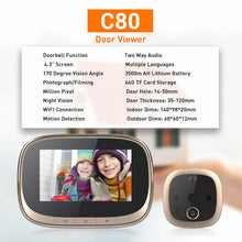 Load image into Gallery viewer, CAPTAIN digital door viewer C80, smart door viewer
