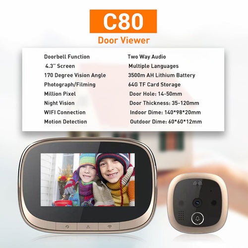 CAPTAIN digital door viewer C80, smart door viewer