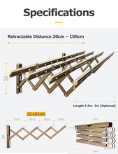 Load image into Gallery viewer, CAPTAIN aluminum wall mounted retractable laundry system specifications
