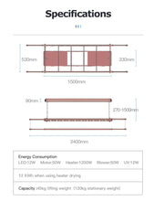 Load image into Gallery viewer, CAPTAN automatic laundry rack D5-150 specifications 
