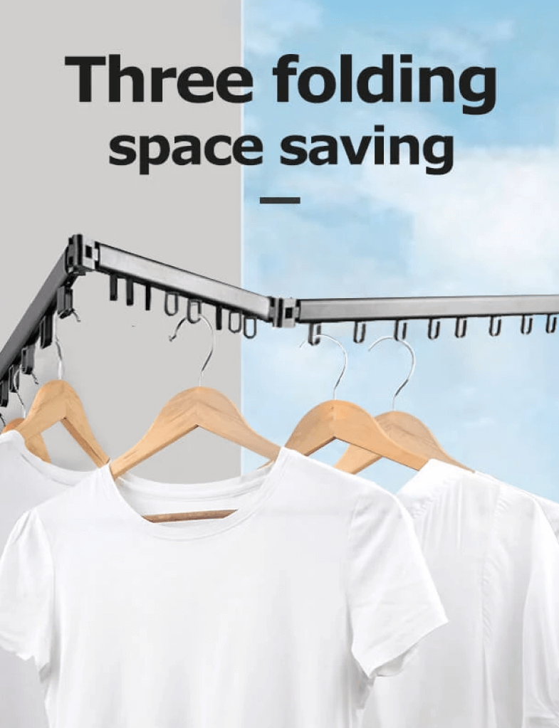 Wall mounted retractable laundry system three folding retractable rack ...